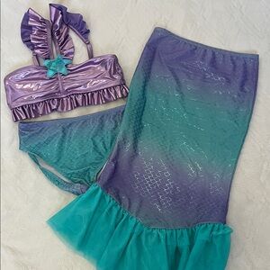 Disney Little Mermaid Swimsuit Set - Purple and Teal